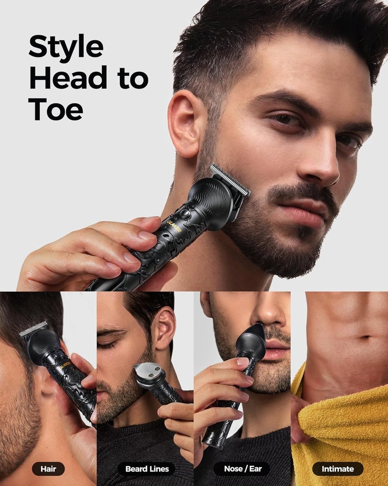 GLAKER Beard Trimmer for Men, Electric Razor for Body, Face, Mustache, Ear, Nose Hair Trimmer, Cordless Hair Clippers 17 Pieces 6-in-1 Shavers for Mens Grooming Kit, Gifts for Men - Image 2